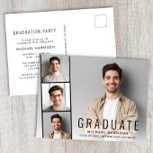 Minimal Moderne Foto Strip Graduation Party Einladungspostkarte