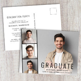 Minimal Moderne Foto Strip Graduation Party Einladungspostkarte
