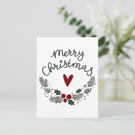 Minimal Moderne frohe Weihnachtskarte Postkarte (Stehend Vorderseite)