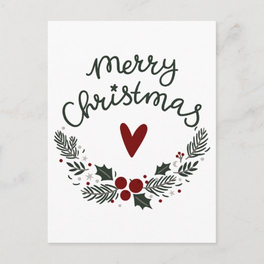 Minimal Moderne frohe Weihnachtskarte Postkarte (Vorderseite)