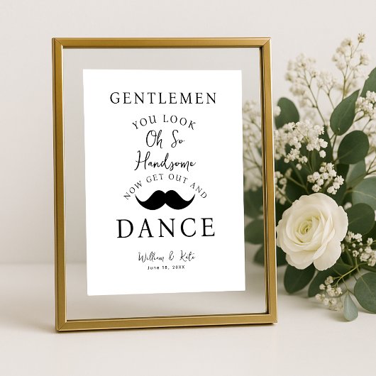 Minimal moderne Gentlemen Bad Sign Wedding Poster