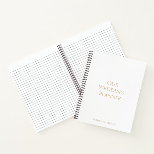 Minimal moderne Gold Script Unser Hochzeitsplaner Notizblock (Innenseite)