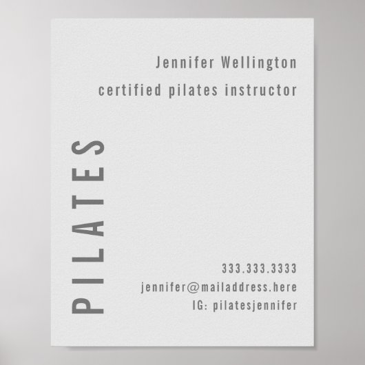 Minimal moderne graue Pilates Fitness Förderung Poster (Vorne)