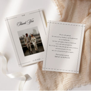 Minimal moderne Grenze Foto Hochzeit danke Karte