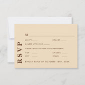 Minimal moderne helle Beige Hochzeit Elegant RSVP Karte (Vorderseite)