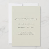 Minimal moderne, hellgrüne Wasserfarbe Save The Date (Rückseite)