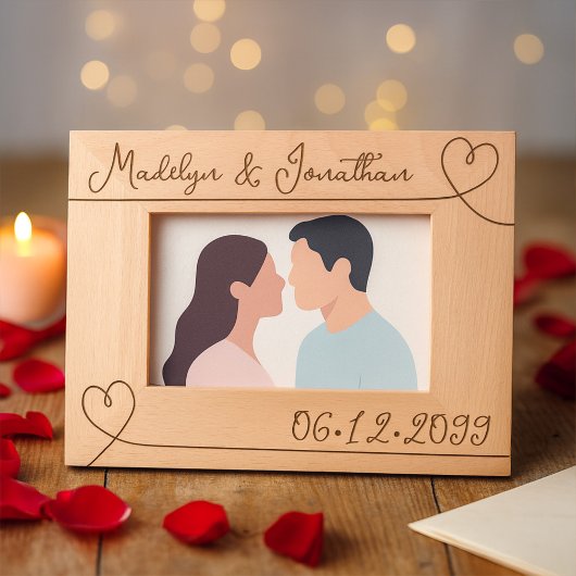 Minimal moderne Herzen Hochzeiten Valentinstag Nam Geätzte Rahmen