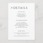 Minimal moderne Hochzeitsdetails Begleitkarte (Vorderseite)