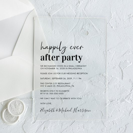 Minimal moderne Hochzeitsempfehlung Acryleinladungen