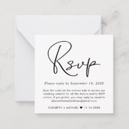 Minimal moderne Hochzeitsseite QR Code RSVP Karte