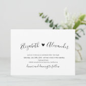 Minimal moderne Kalligrafie Script Heart Wedding Einladung (Stehend Vorderseite)