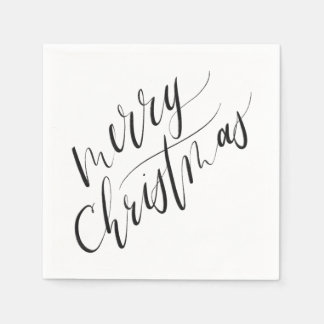Minimal, moderne Kalligraphie, frohe Weihnachten Serviette