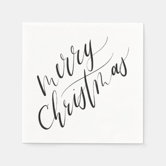 Minimal, moderne Kalligraphie, frohe Weihnachten Serviette (Vorderseite)