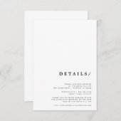 Minimal moderne klassische Typografie-Hochzeitdeta Begleitkarte (Vorne/Hinten)