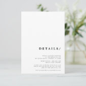 Minimal moderne klassische Typografie-Hochzeitdeta Begleitkarte (Stehend Vorderseite)