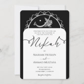 Minimal moderne Küken Schwarz und Weiß Islamische  Einladung (Vorderseite)