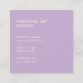 Minimal Moderne Lila Blätter Musterschrift Quadratische Visitenkarte (Rückseite)