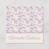 Minimal Moderne Lila Blätter Musterschrift Quadratische Visitenkarte (Vorderseite)
