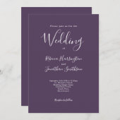 Minimal moderne Lila Hochzeit Einladung (Vorne/Hinten)