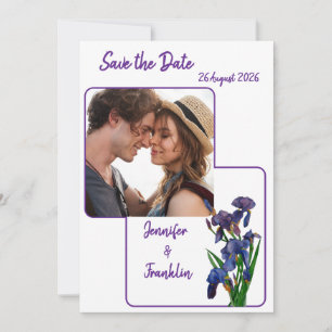 Minimal moderne Lila Iris Save the Date Hochzeit Einladung