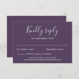 Minimal moderne Lila Script-Wedding RSVP-Karte RSVP Karte