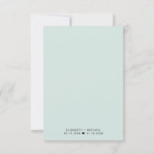 Minimal moderne Minze Hochzeitsempfehlung Einladung (Rückseite)