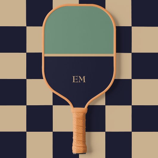 Minimal moderne Mit Monogramm Blue & Green Initial Pickleball Schläger