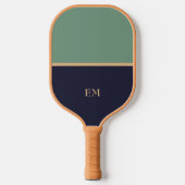 Minimal moderne Mit Monogramm Blue & Green Initial Pickleball Schläger (Vorderseite)