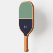 Minimal moderne Mit Monogramm Blue & Green Initial Pickleball Schläger (Links)