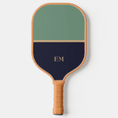 Minimal moderne Mit Monogramm Blue & Green Initial Pickleball Schläger (Rückseite)