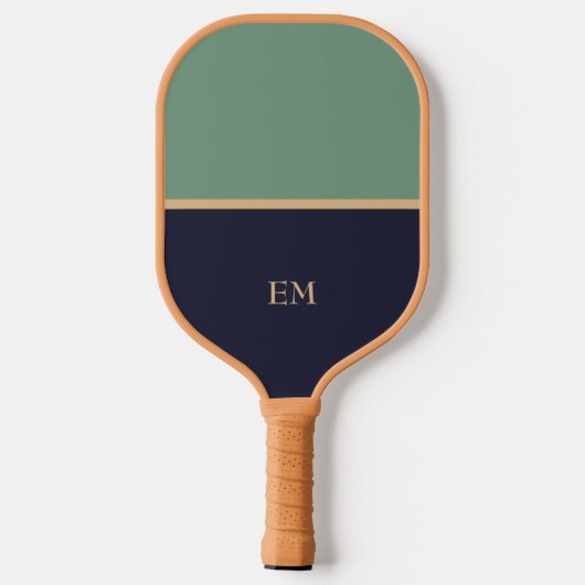 Minimal moderne Mit Monogramm Blue & Green Initial Pickleball Schläger (Rückseite)