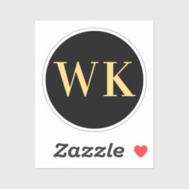 Minimal moderne Monogram-Initials Schwarzes Gold Aufkleber