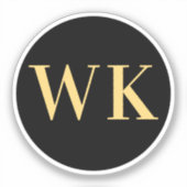 Minimal moderne Monogram-Initials Schwarzes Gold Aufkleber (Vorderseite)