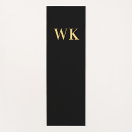 Minimal moderne Monogram-Initials Schwarzes Gold Yogamatte
