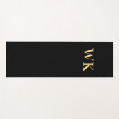 Minimal moderne Monogram-Initials Schwarzes Gold Yogamatte (Vorderseite (Horizontal))