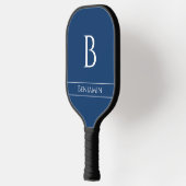 Minimal moderne Monogram & Name in Navy Blue, Whit Pickleball Schläger (Links)