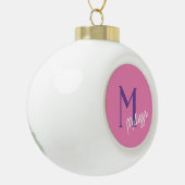 Minimal Moderne Monogram Weihnachtsschmuck - Rosa Keramik Kugel-Ornament (Links)