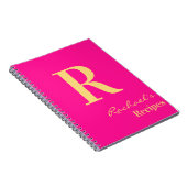 Minimal moderne Monogramm Name Hot Pink Rezept Notizblock (Rechte Seite)