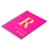 Minimal moderne Monogramm Name Hot Pink Rezept Notizblock (Linke Seite)