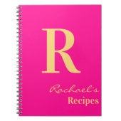 Minimal moderne Monogramm Name Hot Pink Rezept Notizblock (Vorderseite)