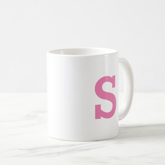 Minimal moderne Monogramm Niedlich rosa Anfangsbuc Kaffeetasse (VorderseiteRechts)