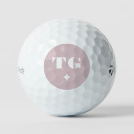 Minimal moderne Monogramm Rosa Rosa Namenssteine Golfball