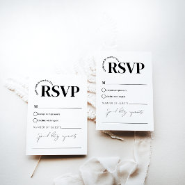 Minimal moderne Monohrom Einfache Hochzeit RSVP Karte