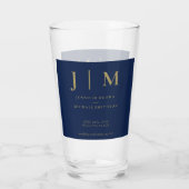 Minimal moderne Navy Gold Einfache Hochzeit Glas (Rückseite)