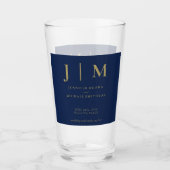 Minimal moderne Navy Gold Einfache Hochzeit Glas (Vorderseite)
