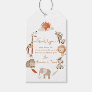 Minimal moderne, neutrale Safari-TierBaby-Dusche Geschenkanhänger