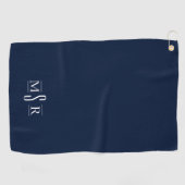 Minimal moderne Personalisierte Monogram Navy Golfhandtuch (Horizontal)