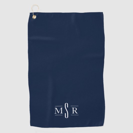 Minimal moderne Personalisierte Monogram Navy Golfhandtuch (Vorderseite)