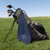 Minimal moderne Personalisierte Monogram Navy Golfhandtuch (Gras)