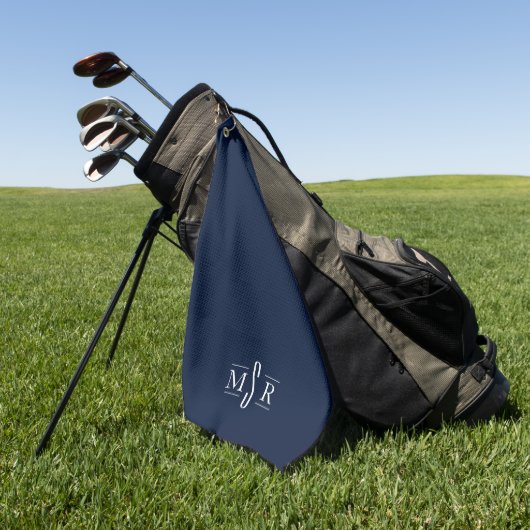 Minimal moderne Personalisierte Monogram Navy Golfhandtuch (Gras)